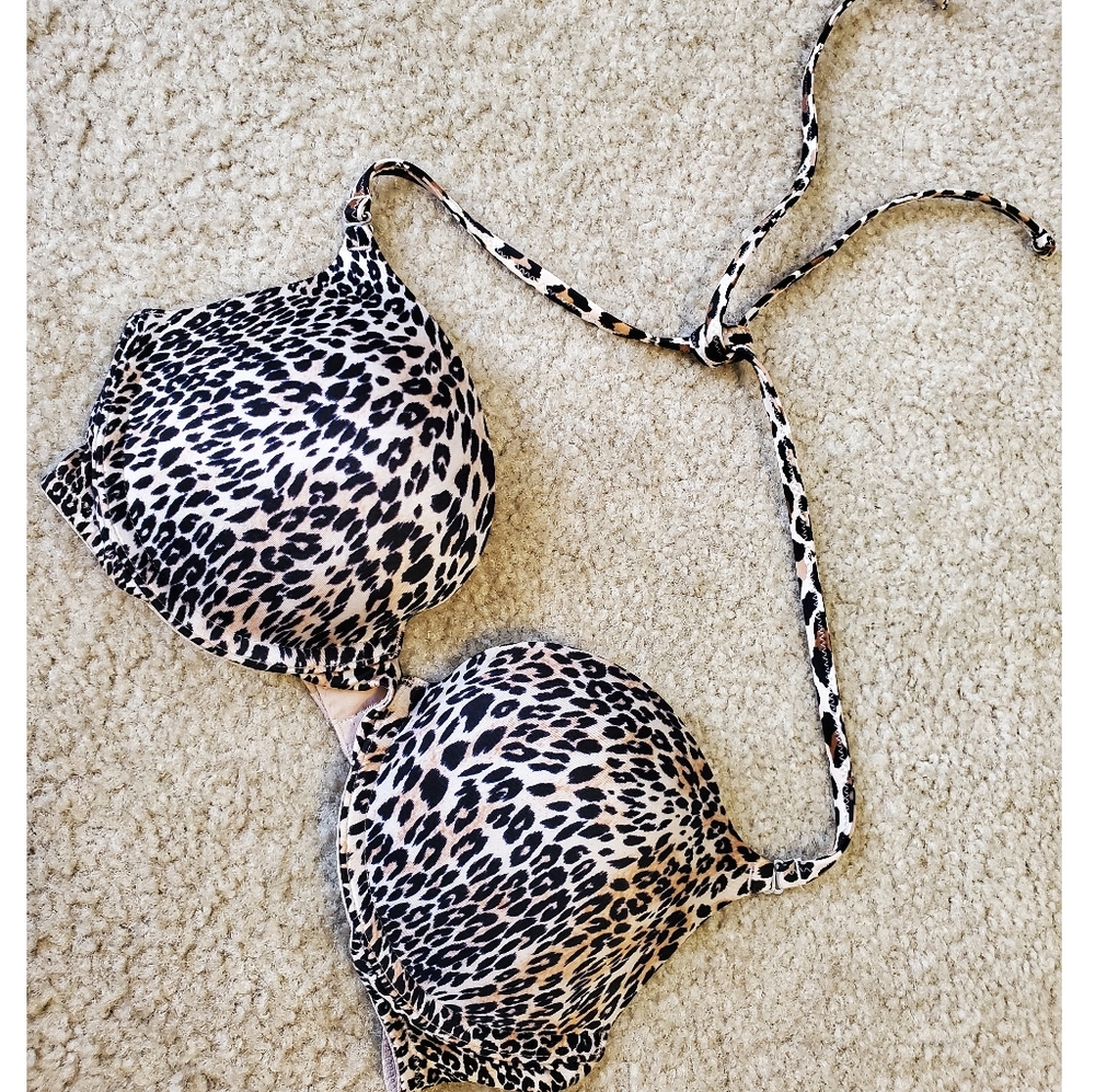 Victoria's Secret Cheetah Halter 34C Push Up Bra